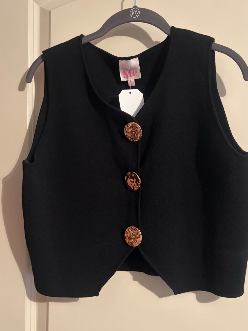ME Makeover Essentials Black Sleeveless Vest with Decorative Buttons